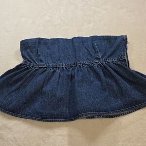 Meshki Pauline Strapless Denim Top Size XL 90'S Blue Side Zip